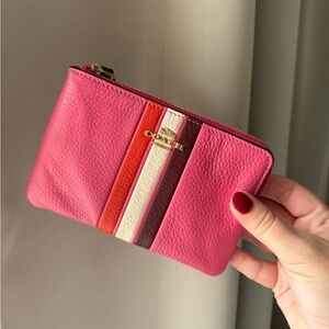 Coach Pink and Stripe Wristlet